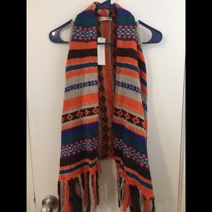 Colorful striped fringed poncho! Brand Cherish!